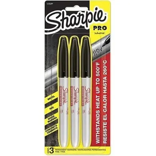 Sharpie 13763PP Industrial Permanent Markers Fine Point Black 3-Pack
