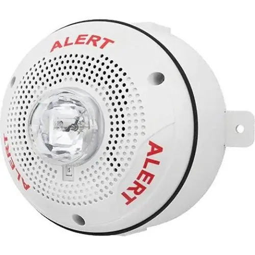 System Sensor SPSCWK-CLR-ALERT SpectrAlert Advance Speaker Strobe Ceiling Clear Lens ALERT Marking White