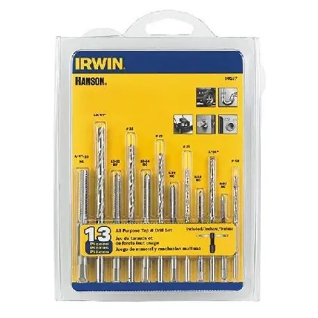 Irwin 80187 All Purpose Lock and Hardware Tap and Drill Bit Set, 13 Pieces, #4-40 to 1/4-20 Tap Thread