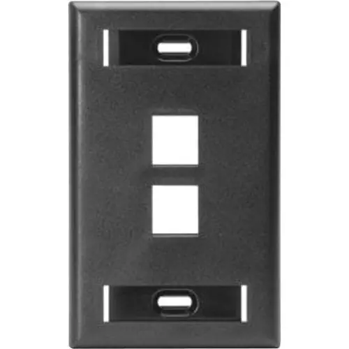 Leviton 42080-3ES QuickPort Wall Plate Single-Gang 3-Port Black