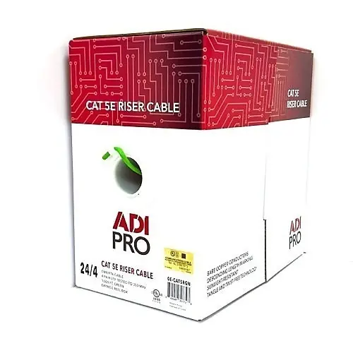 ADI PRO 0E-CAT5RGN CAT5e Riser Cable, 24/4 Solid BC, U, UTP, CMR/FT4, Sunlight Resistant, 1000' (304.8m) Pull Box, Green
