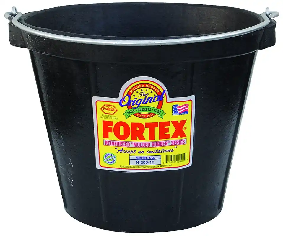 Fortex N20010 10 qt Black Rubber Round Pail