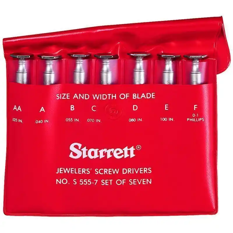 Starrett LSSTA-52566 S555Z-7 Screwdriver Set, 7 Pieces, Steel, Nickel Plated