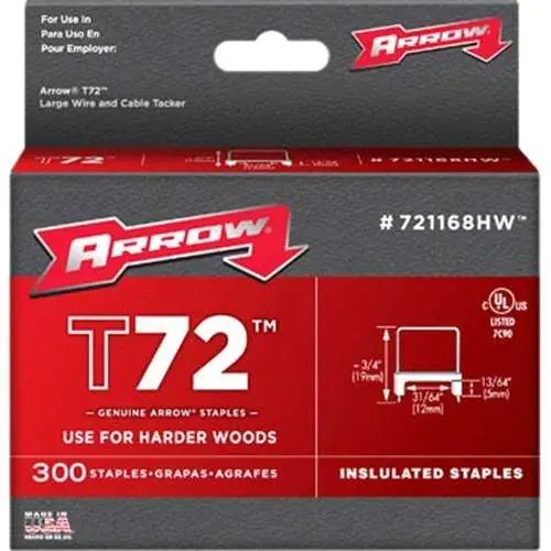 Arrow Fastener 721168HW T72 Genuine UL Insulated Staples 300-Pack