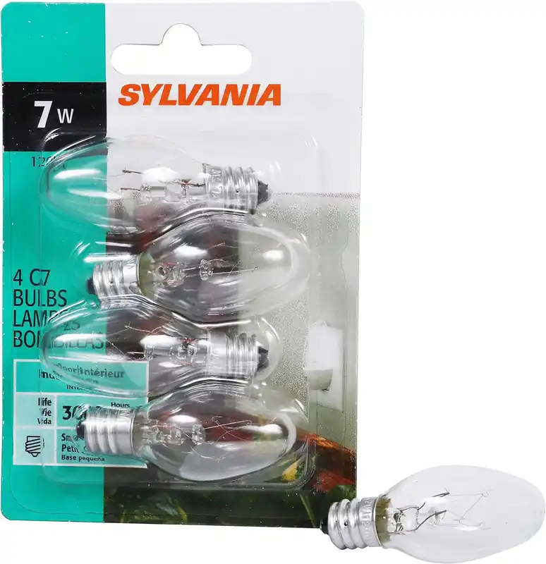 LEDVANCE 13545 SYLVANIA Incandescent 7 Watt C7 Night Light Bulb - 4 Pack