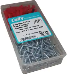 Cully 39912 Hex Washer Head Sheet Metal Screw Anchor Kit