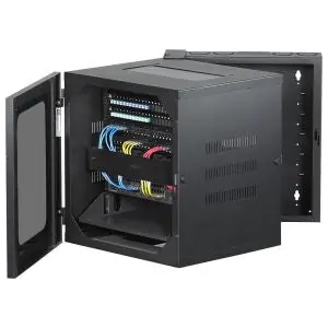 QuadCab HSQ2426 Wall Mount Enclosure Steel Black Window Door 12 RU 24 H x 26 in. D