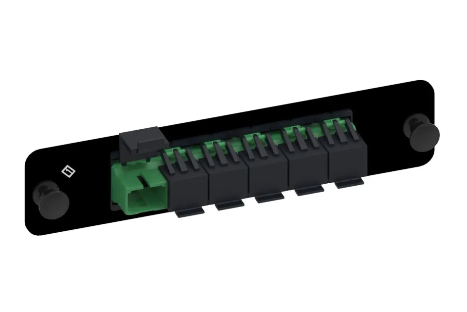 COMMSCOPE ENTERPRISE SOLUTIONS 760147652 PNL-BK-006-AFA-SC06-GR Adapter Panel, Black, 1000-Type With 1 Teraspeed 6 Fiber, Sm Sc/apc Ganged Adapter, Green, Shuttered