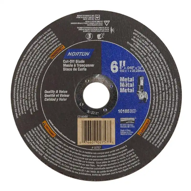 Norton 07660702757 Metal RightCut A Type 01/41 Right Angle Cut-Off Wheel 6 in Diameter