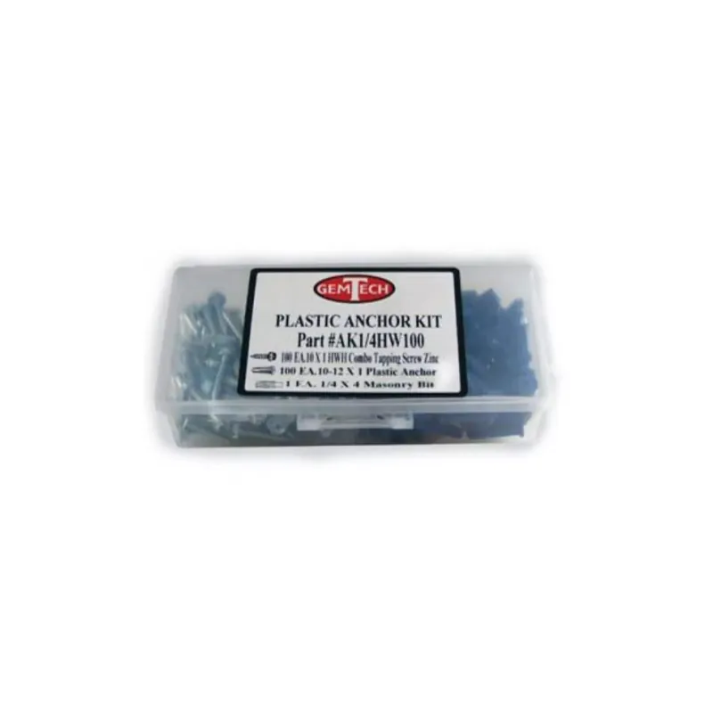 Peco AK1/4HW100 #10 x 1 Inch Hex Washer Head Plastic Anchor Kit