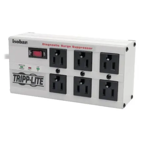 Tripp Lite ISOBAR6 Surge Protector Outlet, 120 VAC, 12 A, 6 Outlets, 6 ft Cord, ISOBAR6