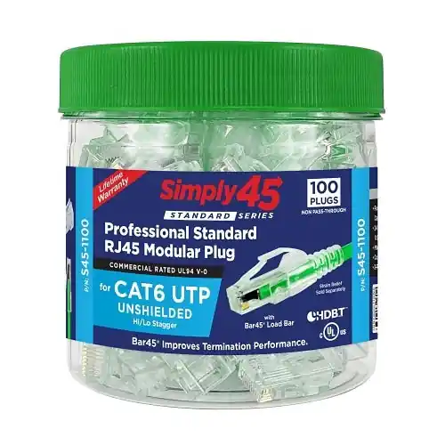 Simply45 S45-1100 CAT6 Unshielded Standard WE, SS RJ45 with Bars45