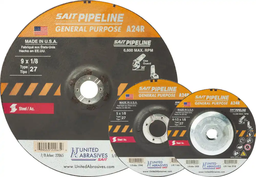 United Abrasives Sait 22062 9 x 1/8 5/8-11 Metal Cut-Off Wheel Pipeliner