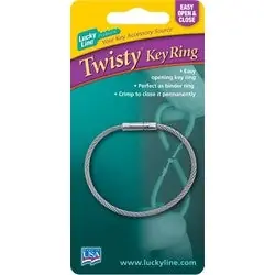 Lucky Line 85101 Cable Key Ring, Twist, 4-3/4 Length, Monofilament, Black, For Crimper, 1 each per Card