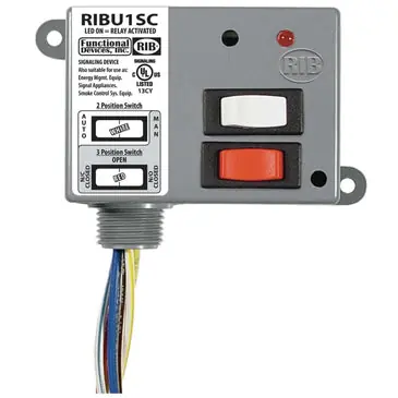 FUNCTIONAL RIBU1SC Enclosed Relay 10Amp SPDT + Override 10-30Vac/dc/120Vac