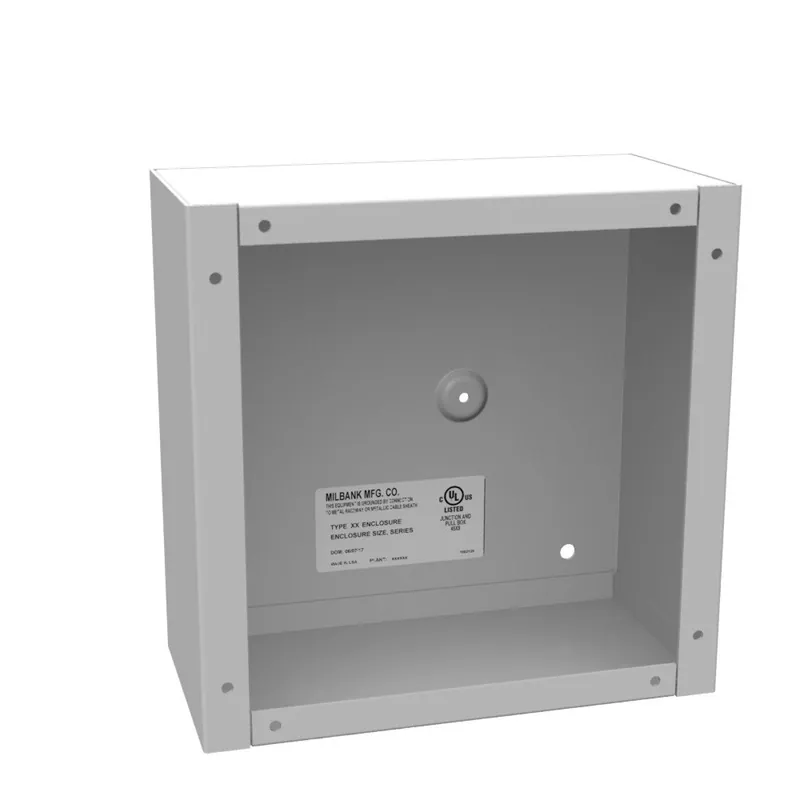 Milbank 884-SC1-NK 8x4x8 Screw Cover Type 1 UL Listed Steel No Knockouts ANSI 61 Gray Cover with Teardrop Slots Mounting Holes in Back