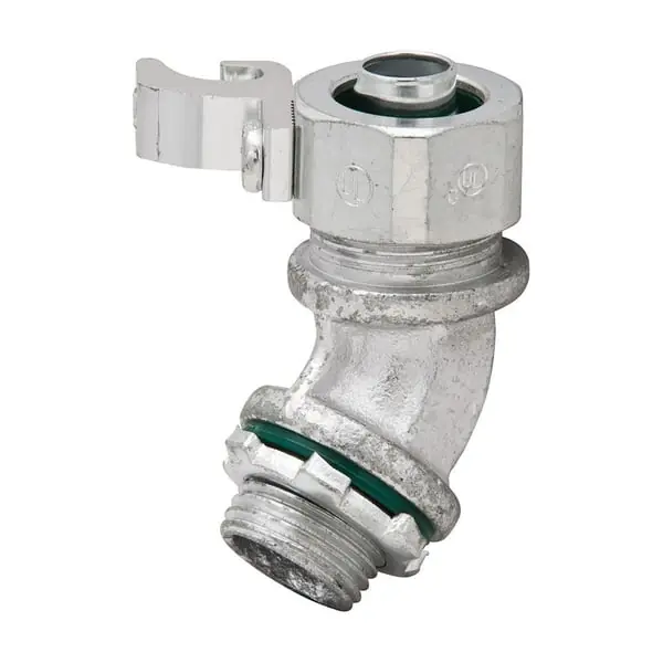 Madison Electric MSTR-5045-A Insulated Throat Liquid Tight Connector With Aluminum Grounding Lug 1/2 in Trade 45 deg