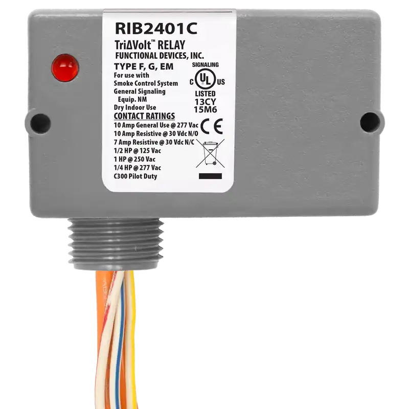 Functional RIB2401C Enclosed Relay 10Amp SPDT 24Vac/dc or 120Vac