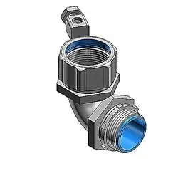 THOMAS & BETTS 5353GR 3/4 Inch External Bonding Liquidtight Insulated Connector Flexible Metal Conduit Fitting 90 Degree Angle With Revolver Lug With Tin To Plated Copper Alloy Lug For AWG #14 To #2 Ground Wire