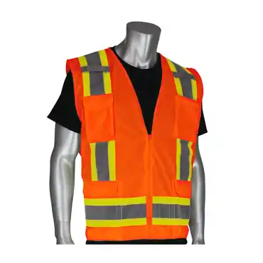 PIP 302-0500-ORG/2X Hi-Vis Orange Zipper 11 Pockets 2X Large Vests