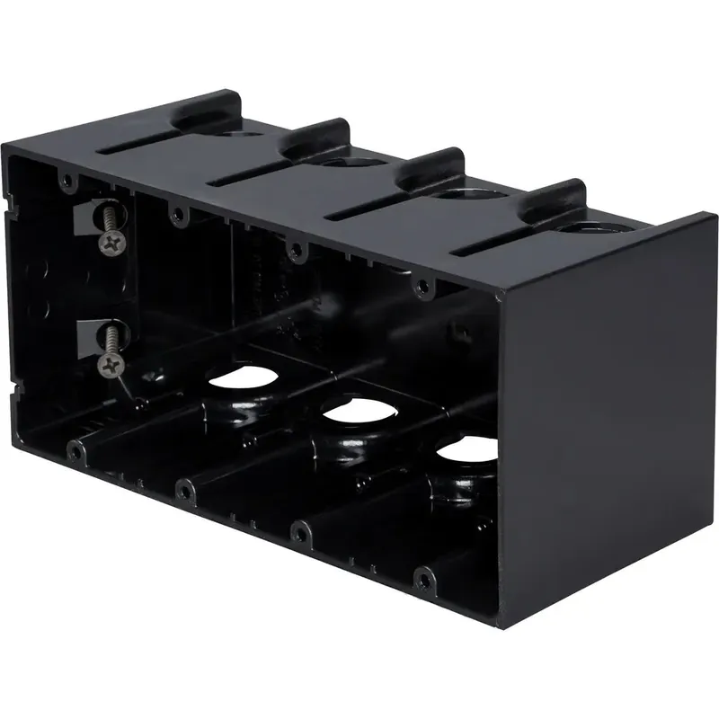 Arlington F104 Four-Gang Non-Metallic Outlet Box, Black