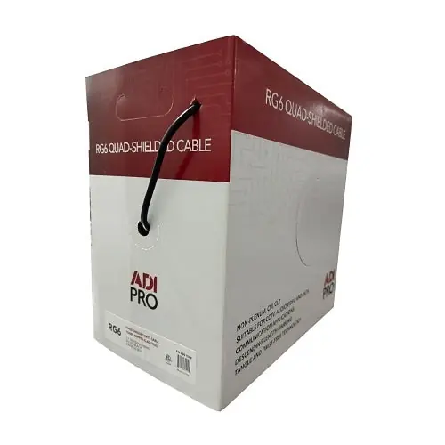 ADI PRO RN-7001508 RG6 CCS Quad-Shielded CATV Cable, 500' Express Box, Black