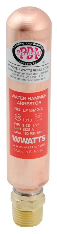 Watts 0750160 LF15M2 1/2 In Copper and Plastic NPT Water Hammer Arrestor