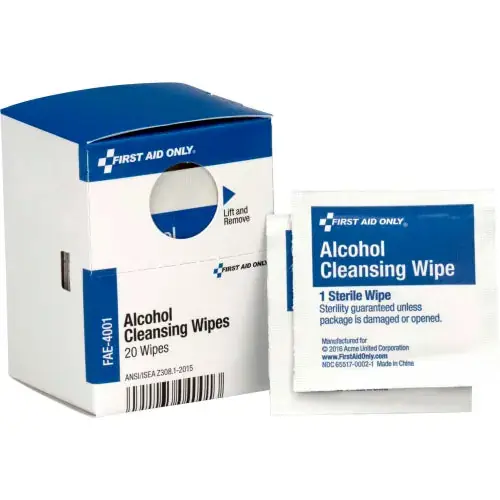 First Aid Only FAE-4001-001 SmartCompliance Refill Alcohol Wipes, 20/Box