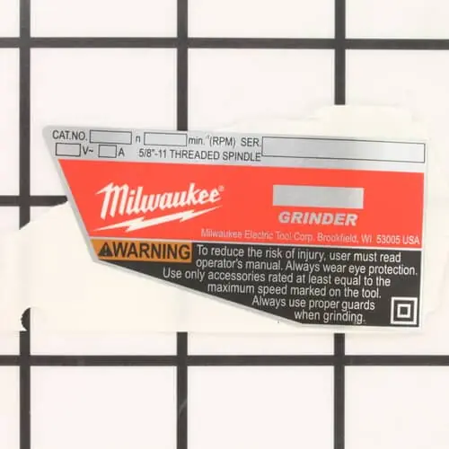 Milwaukee 12-20-1560 Service Nameplate